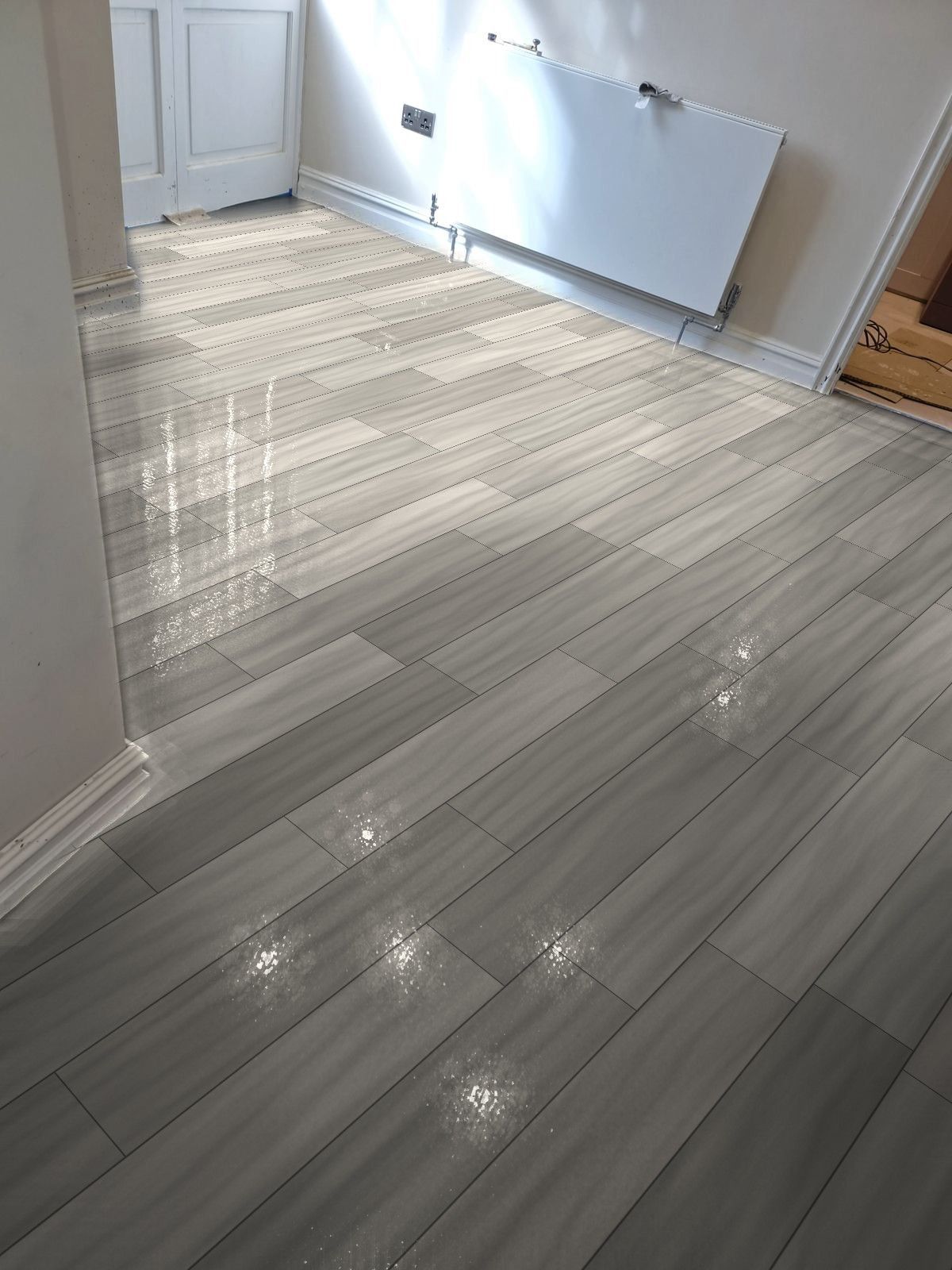 Grey oak planks in a hallway