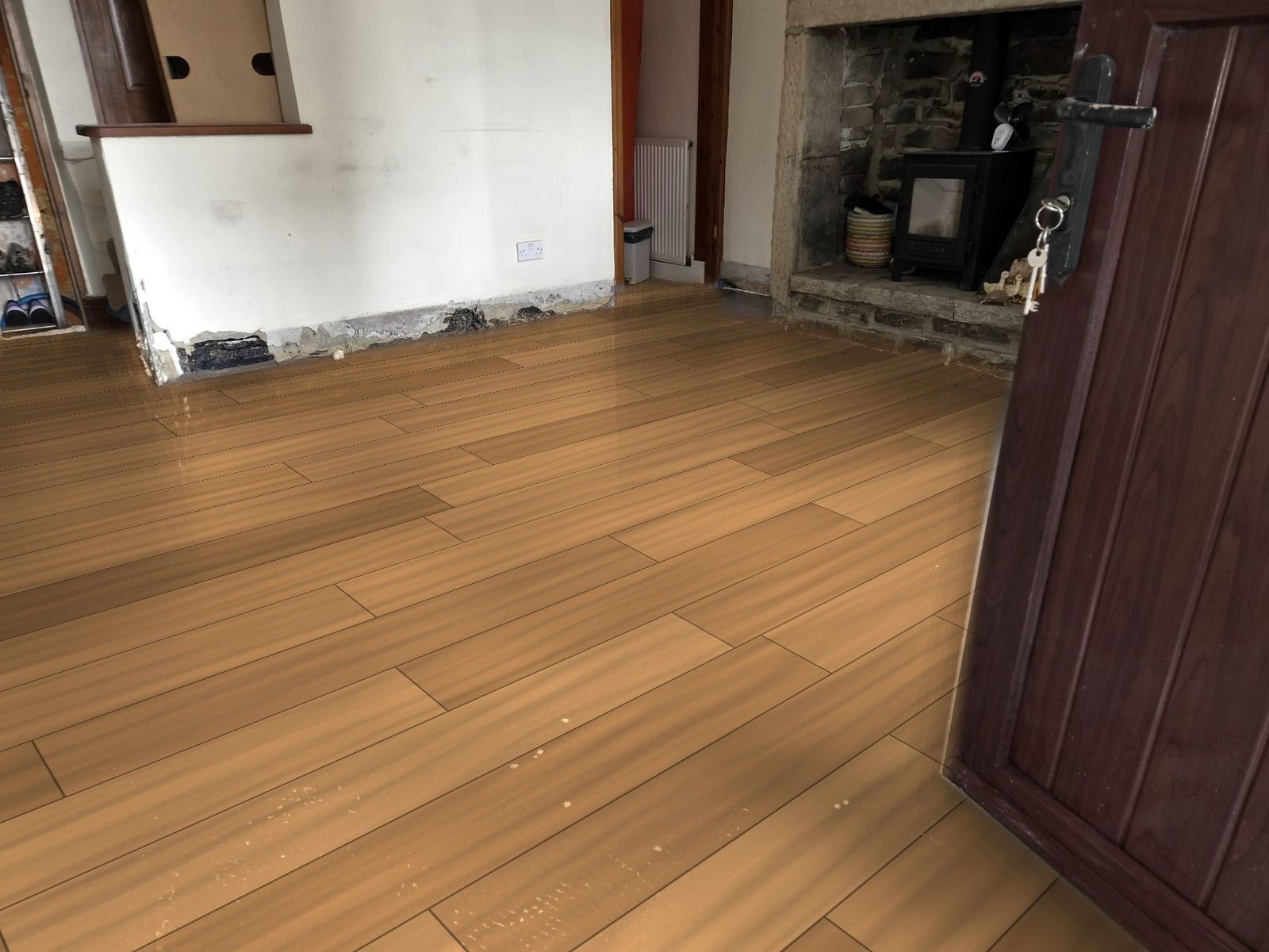 Natural oak laminate planks in a lounge