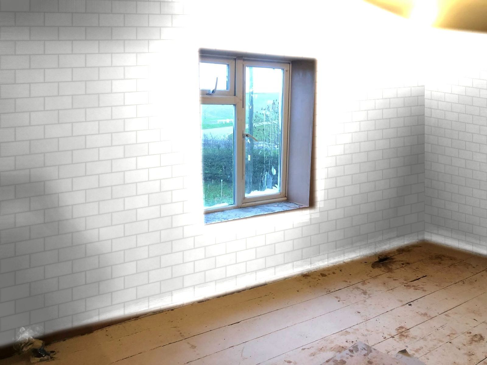White metro tiles on a wall
