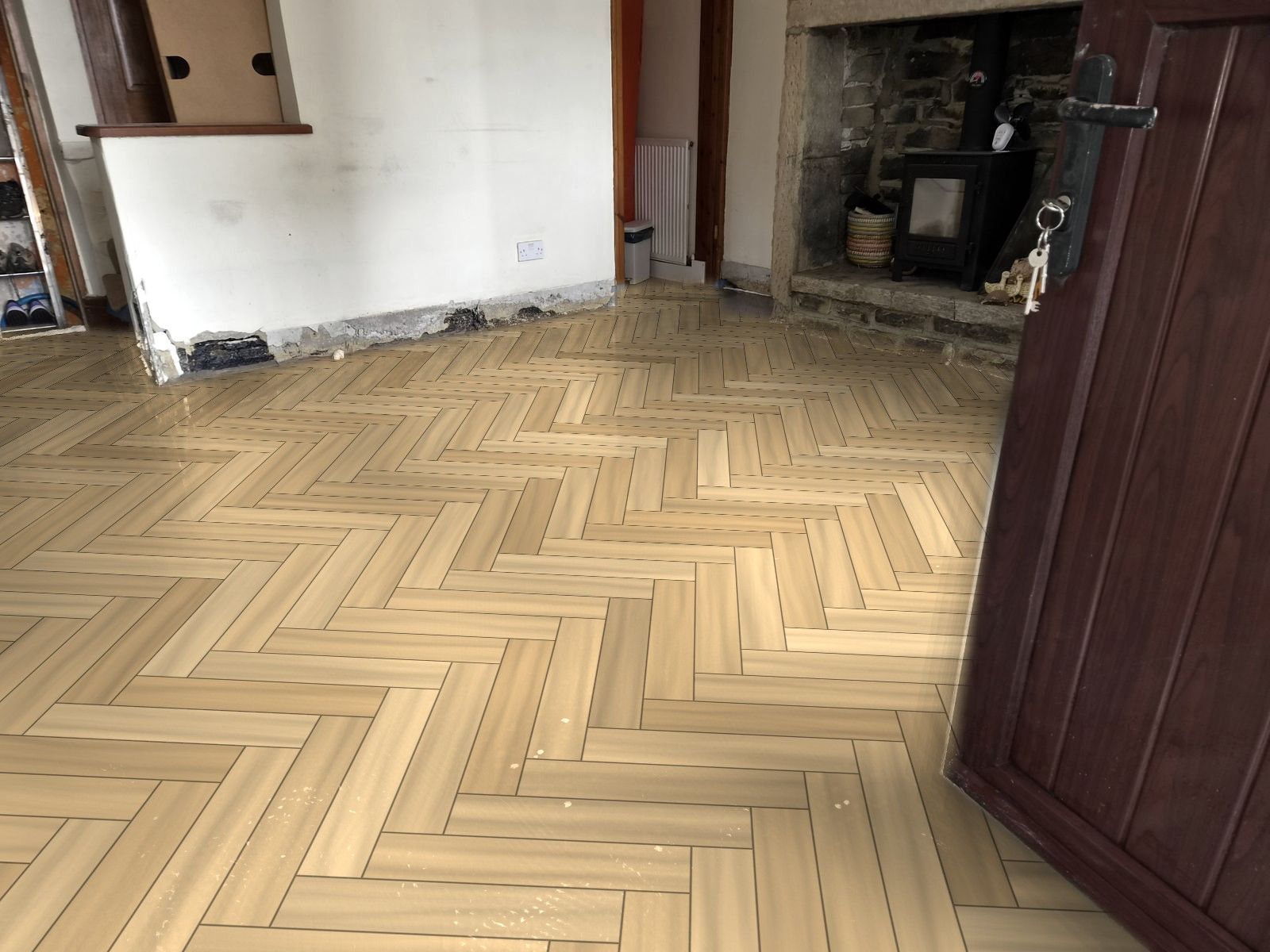 Oak herringbone in a lounge