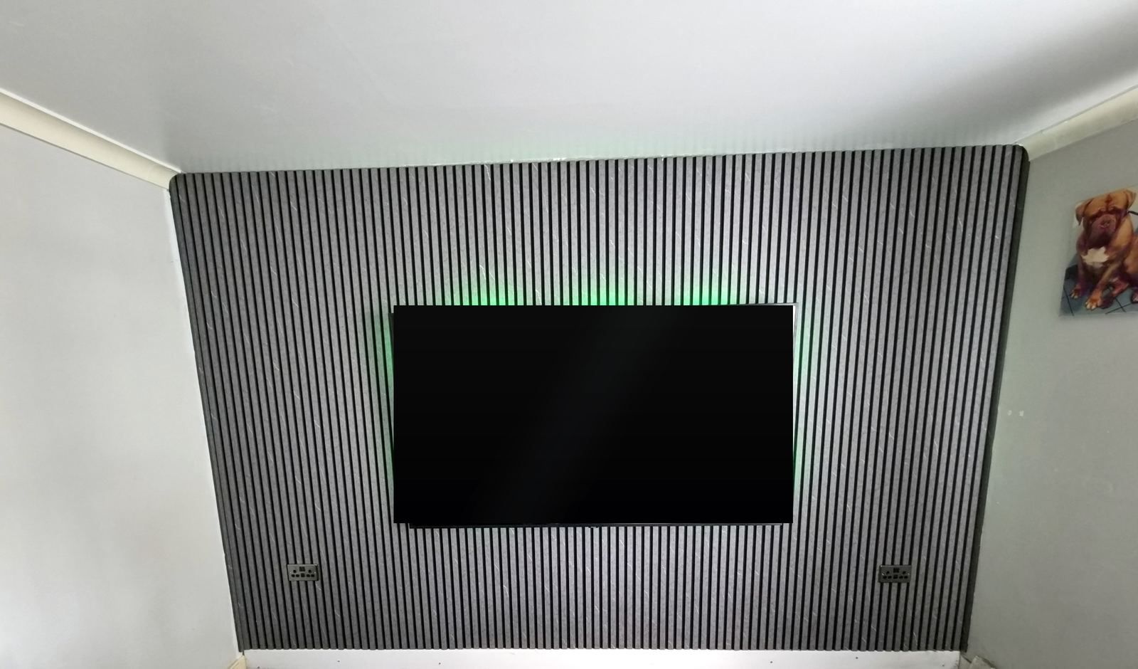 A grey slat feature wall
